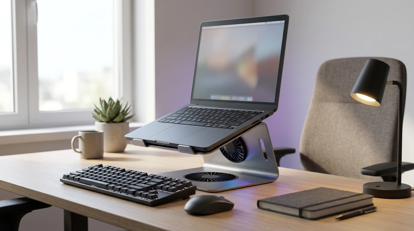 Adjustable Laptop Stand w/ RGB & Fan for Cooler Comfort